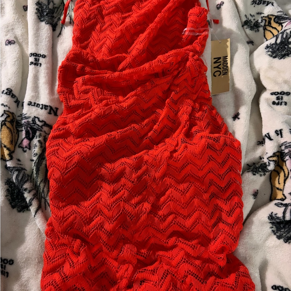 Vibrant Red Midi Dress